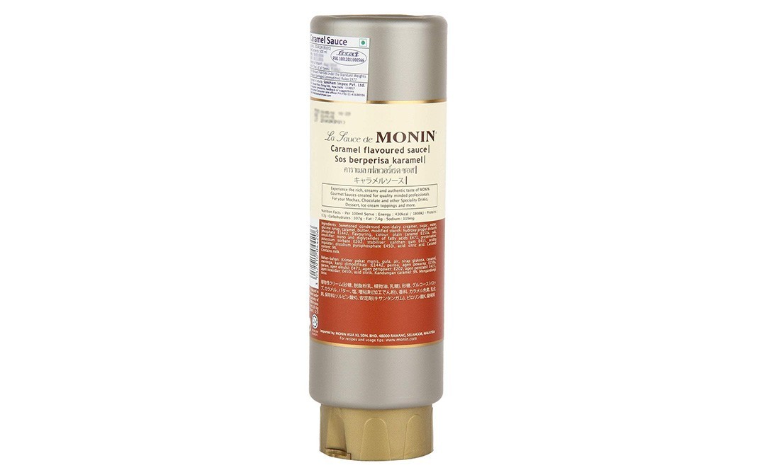 Monin Caramel Flavoured Sauce    Container  500 millilitre